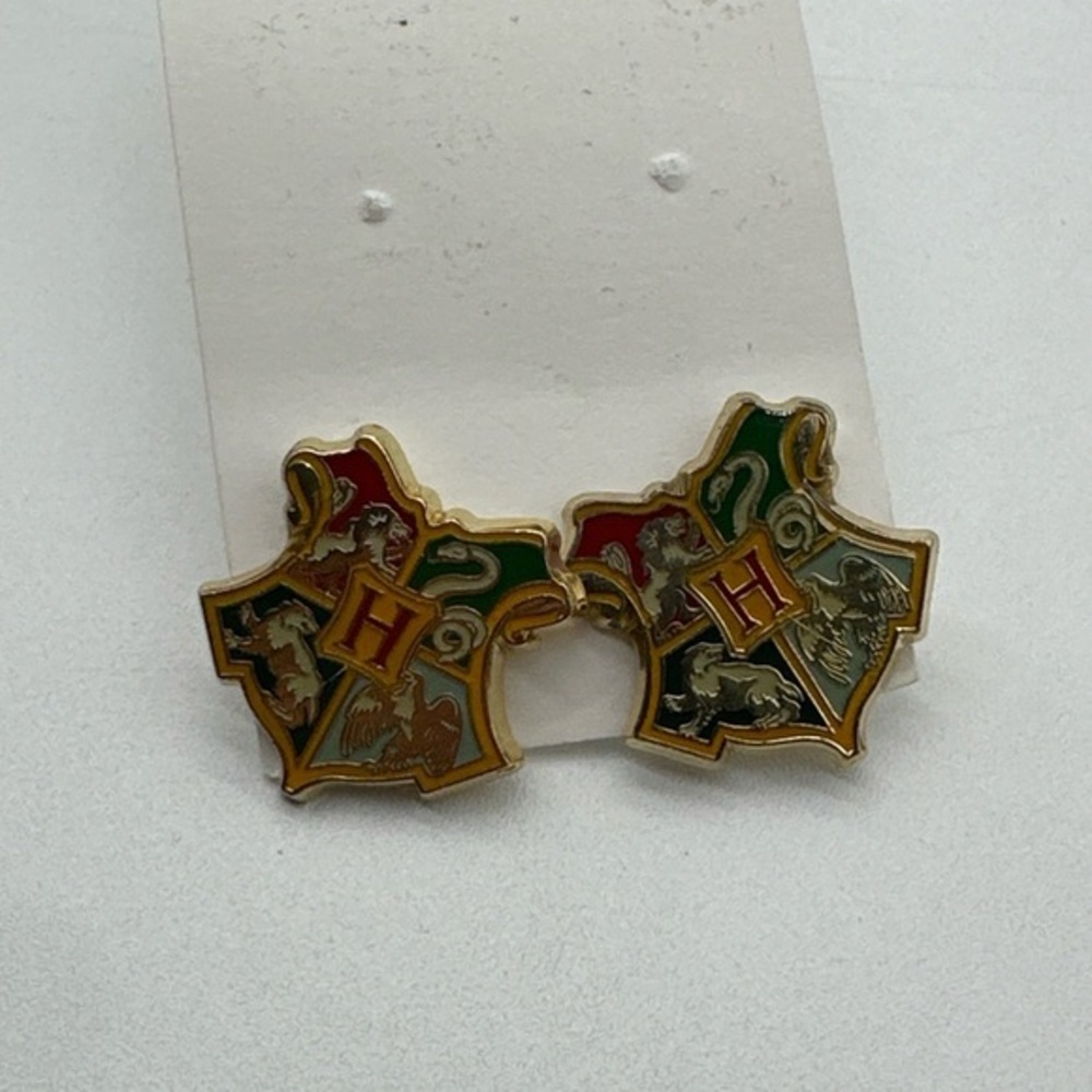 Harry Potter Hogwarts Crest Gold Tone Earring set